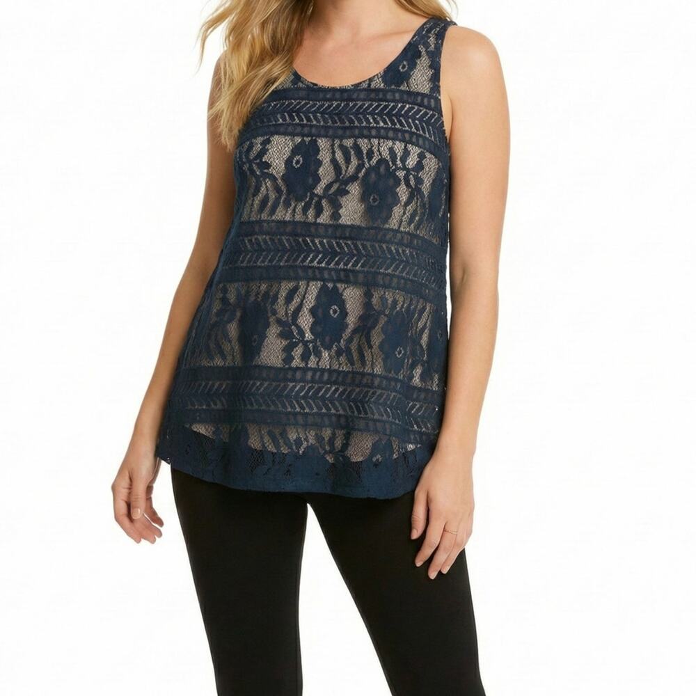 Elodie Sleeveless Crochet Tank Womens Size M Lined Nylon Spandex